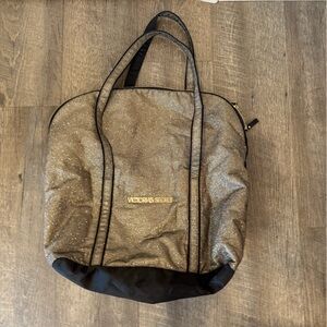 Victoria's Secret Glitter Tote in Metallic Gold and Black